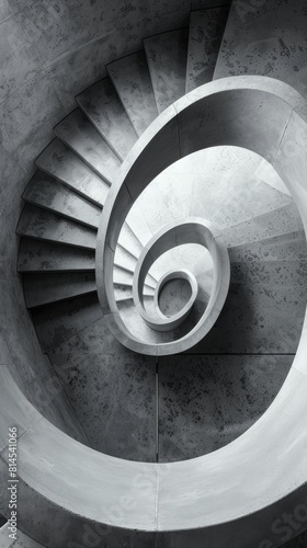 Iconic Spiral Staircase in Black and White
