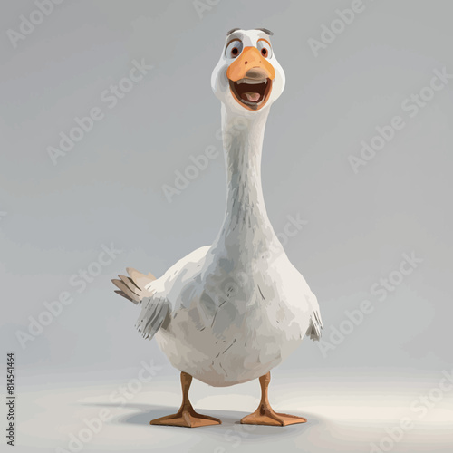 Cartoon goose isolated on a white background. 3d rendering.