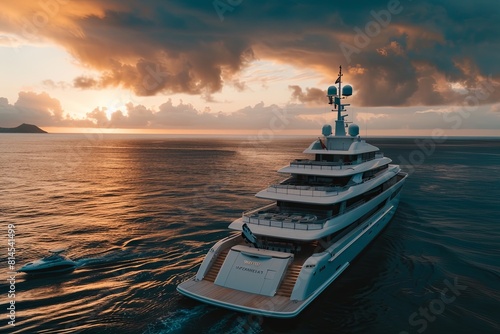 Exclusive glimpses into the lavish lifestyle aboard superyachts, showcasing luxurious amenities such as infinity pools, helipads, and spacious decks for entertainment photo