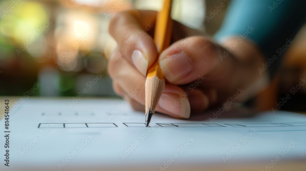 Person Holding Pencil Writing on Piece of Paper Person Holding Pencil Writing on Piece of Paper