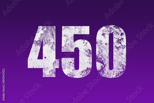flat white grunge number of 450 on purple background. photo