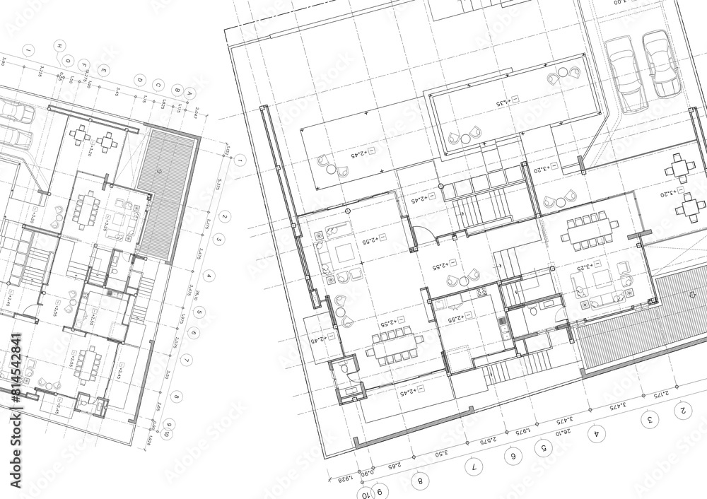 Fototapeta premium Write a blueprint architecture for building.