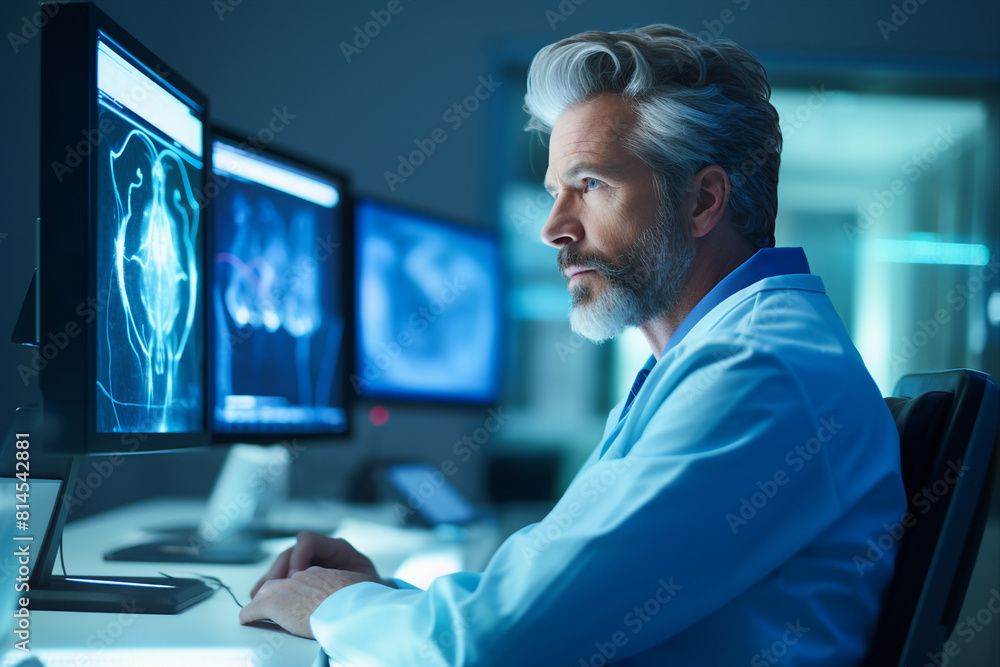 Generative AI Portrait of experienced doctor at hospital patient examination consultation medicare Generative AI Portrait of experienced doctor at hospital patient examination consultation medicare