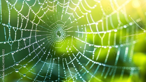 Dew-Kissed spider web glistening in morning sunlight, a symbol of nature's intricacy © Ludmila