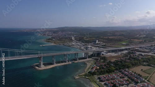 Wallpaper Mural The Longest Mid-Span Suspension Bridge Construction - Dardanelles 1915 Canakkale Bridge Torontodigital.ca