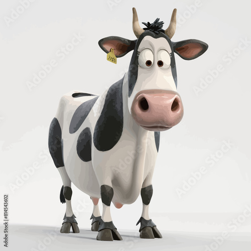 3d rendered illustration of a cow cartoon character with a funny expression
