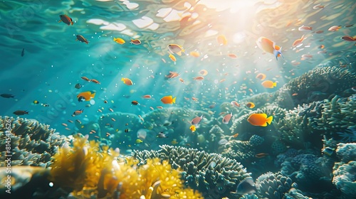  Underwater tropical. Ocean coral reef underwater. Sea world underwater background. Vibrant marine life.