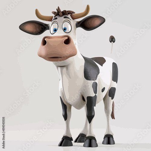 3d rendered illustration of a cow cartoon character with a funny expression
