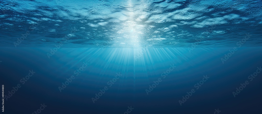 An underwater swimming pool with no people creating a serene background with ample space for adding text or images