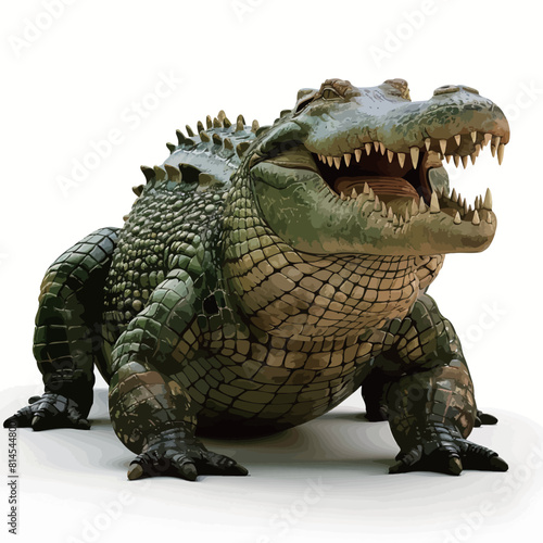 3D rendering of a crocodile isolated on a white background.