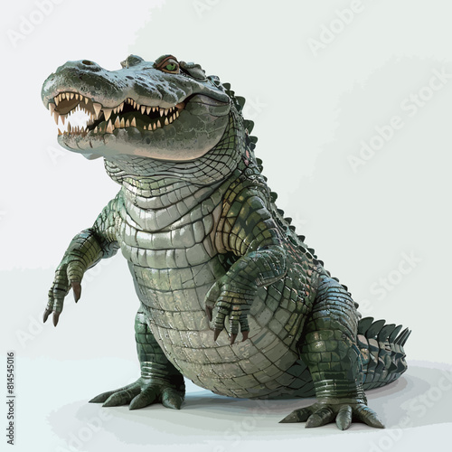 3D rendering of a crocodile isolated on a white background.