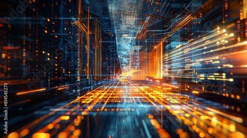 Wallpaper Mural A skyscraper abstract digital background, a stock graph, a chart, and data exchange in finance, and tech connections. Torontodigital.ca