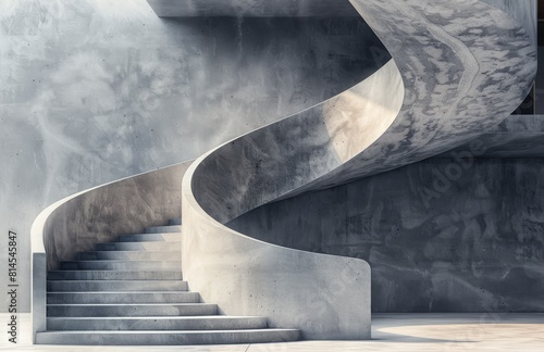 Marble Staircase in White Room