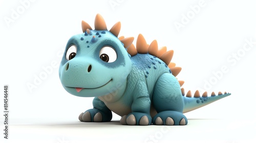 A charming 3D stegosaurus with a playful expression and vibrant colors  set against a clean white background. Perfect for adding a lively touch to educational materials  children s books  or