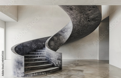 Marble Staircase in White Room