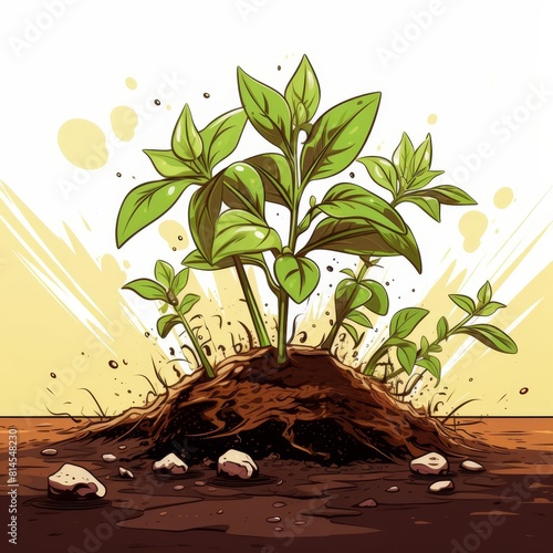 Green sprout growing from the soil. New life, growth, beginning concept. photo