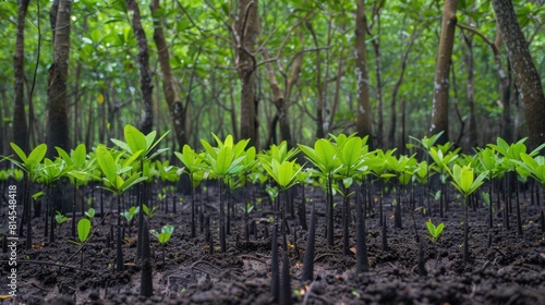 Young shoots of trees in the mangrove forest photo