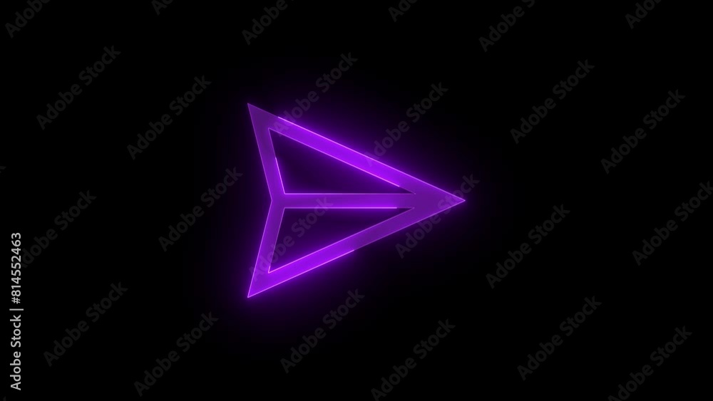 Send arrow icon glowing neon purple color animation black background Send arrow icon glowing neon purple color animation black background
