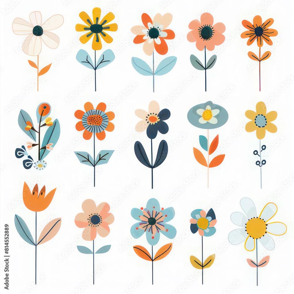 Set includes various flowers with diverse Petal, Symmetry, and Pattern designs Set includes various flowers with diverse Petal, Symmetry, and Pattern designs