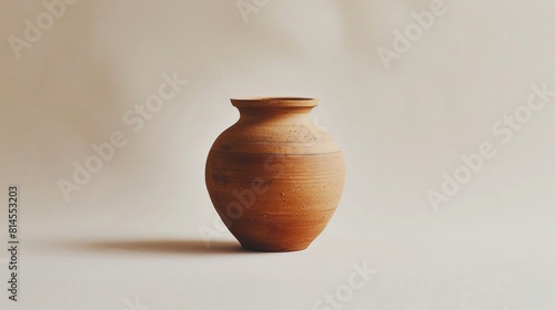 A simple earth-toned pottery piece centered against a clean