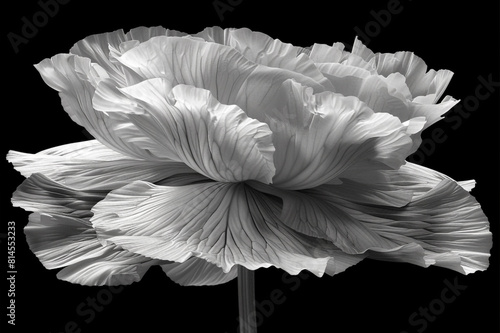 A white poppy on a black background. An illustration for the interior.