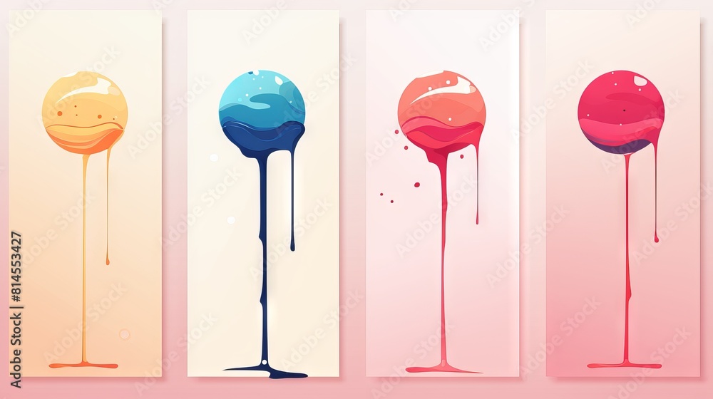 Set of four colorful lollipops with gradient background. Set of four colorful lollipops with gradient background.