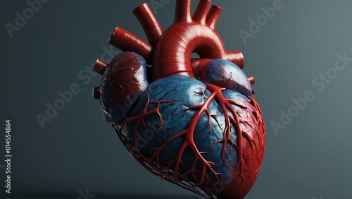 Beautiful 3d illustration of human heart. Cardiovascular system medical science human body anatomy wallpaper background design. photo