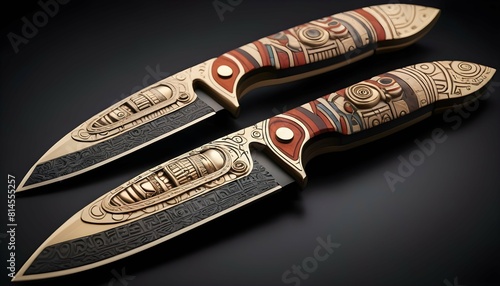 A collectors knife featuring a unique design insp upscaled_3 photo