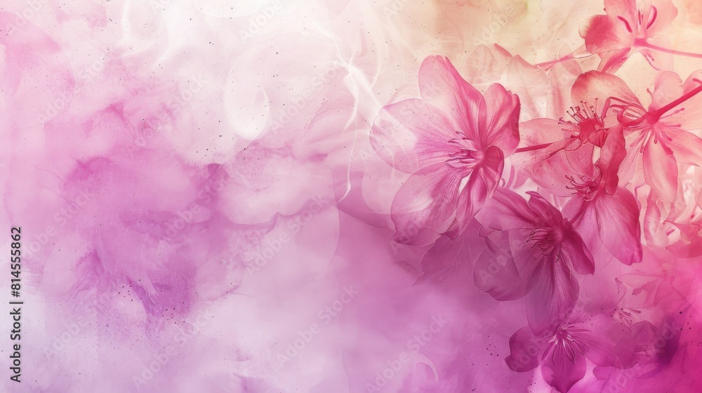 Pink and purple flowers bloom delicately on a watercolor canvas Pink and purple flowers bloom delicately on a watercolor canvas