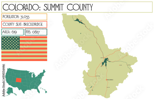 Large and detailed map of Summit County in Colorado USA.