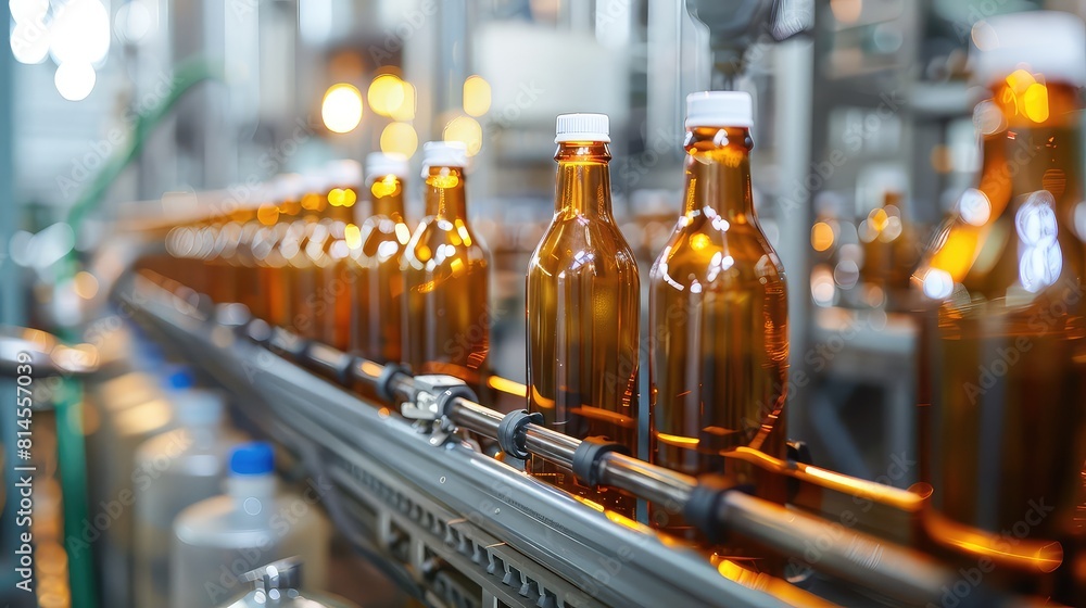 Quality assurance team conducting comprehensive checks on glass bottles for uniformity and consistency in a manufacturing facility. Quality assurance team conducting comprehensive checks on glass bottles for uniformity and consistency in a manufacturing facility.