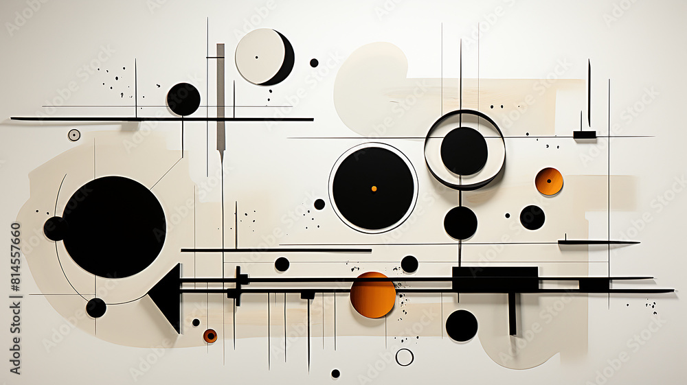 Abstract white background with geometric black shapes in watercolor graphics in grunge style Abstract white background with geometric black shapes in watercolor graphics in grunge style