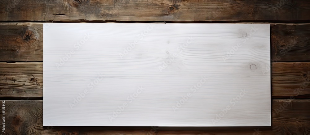 Wooden surface with a white paper providing empty space for images. with copy space image. Place for adding text or design Wooden surface with a white paper providing empty space for images. with copy space image. Place for adding text or design