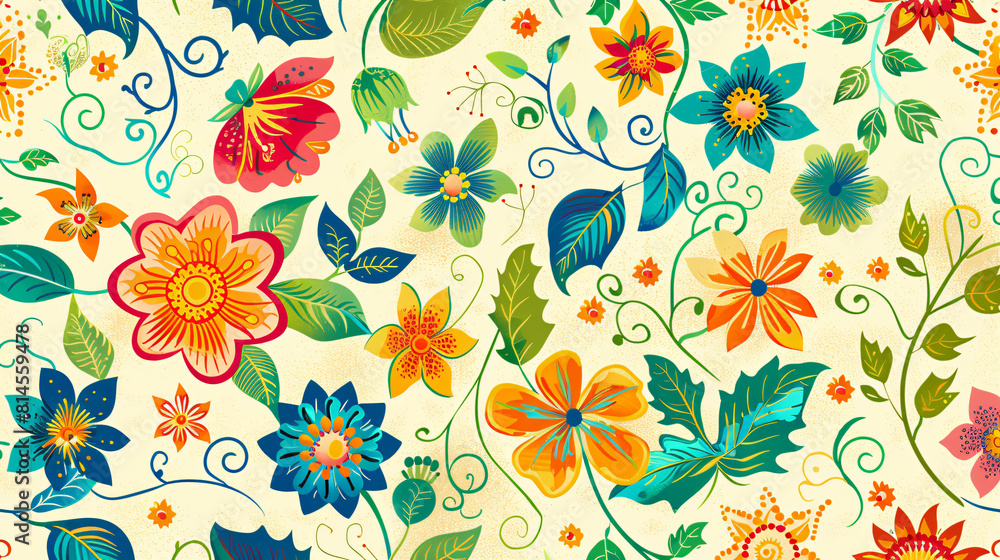 Bright spring seamless pattern with flowers