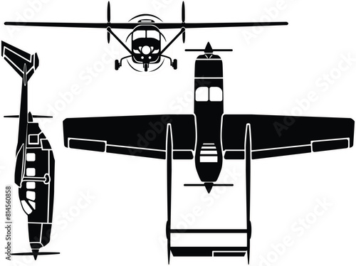 Propeller training airplane vector design outline