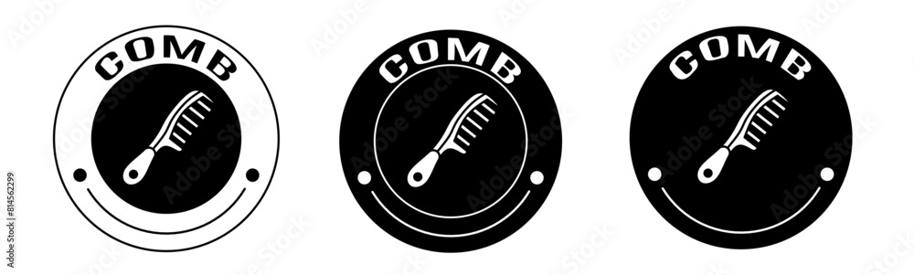 Black and white illustration of comb icon in flat. Stock vector. Black and white illustration of comb icon in flat. Stock vector.