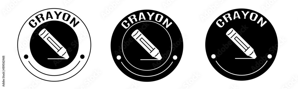 Black and white illustration of crayon icon in flat. Stock vector. Black and white illustration of crayon icon in flat. Stock vector.