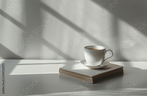 A Cup of Coffee and a Book on a Table