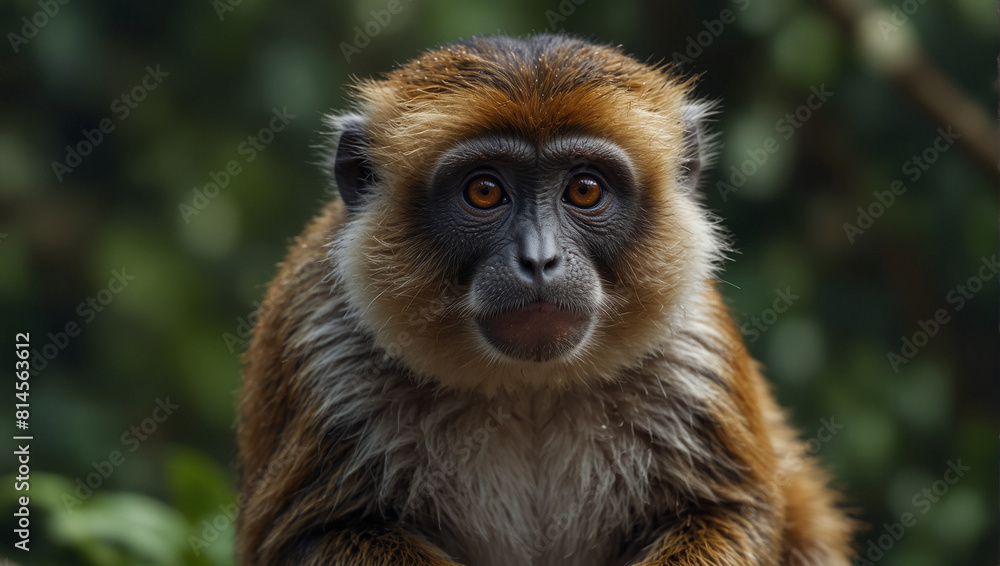 Pitheciidae monkey in jungle Pitheciidae monkey in jungle