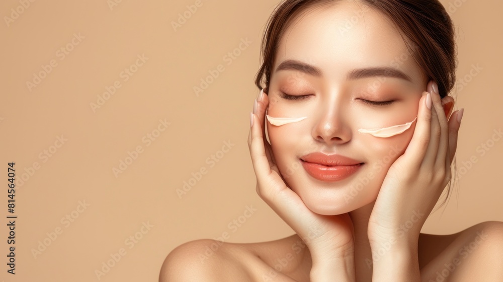 A woman with her hands placed on her face, showcasing emotions or distress in a fashion photography setting A woman with her hands placed on her face, showcasing emotions or distress in a fashion photography setting