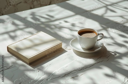 A Cup of Coffee and a Book on a Table