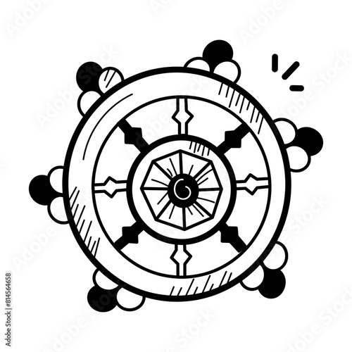 Here is a doodle icon showing dharmachakra wheel 