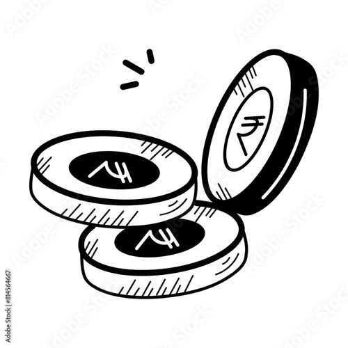 Get this doodle icon of indian currency 