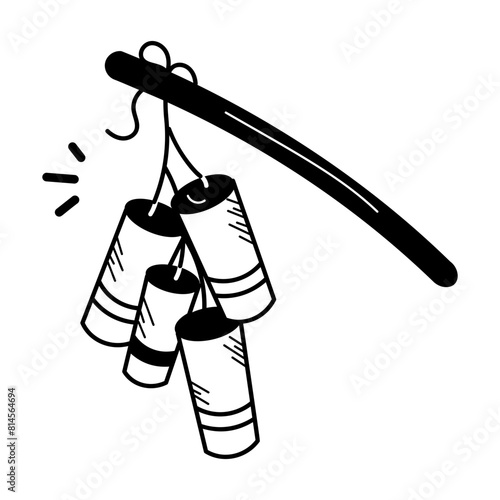 Doodle icon of chinese firecrackers is up for premium use 