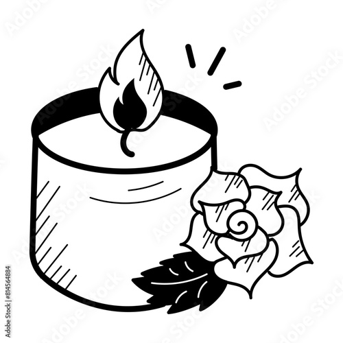 Get a glimpse of scented candle doodle icon 
