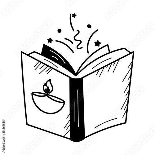 Premium doodle style icon of diwali book 