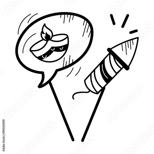 A hand drawn icon of diwali props 