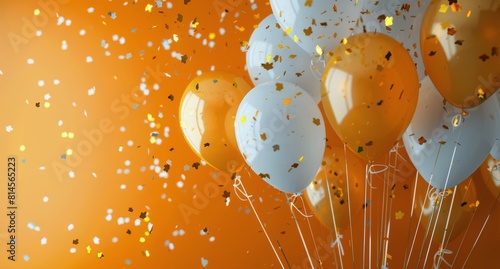 White and Orange Balloons Floating in the Air