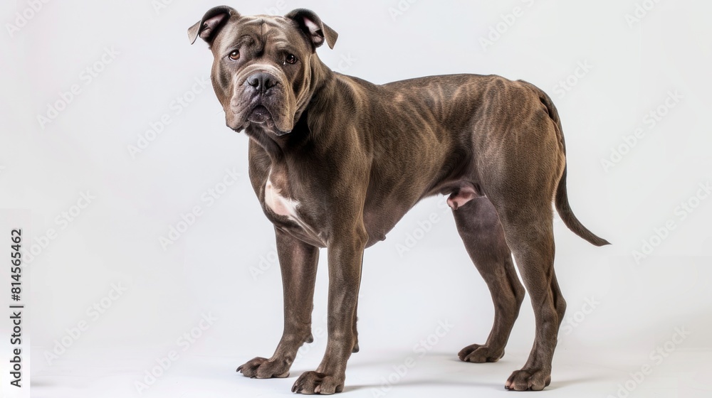 Majestic and Powerful: Portrait of a Black Cane Corso Standing Alert - Generative AI