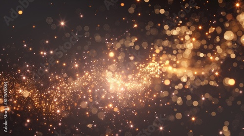 Shiny gold sparkles on a dark black background. Perfect for luxury and celebration concepts
